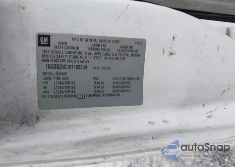 2008 Chevrolet Express Work Van from USA, damaged, VIN 1GCGG25C181163349